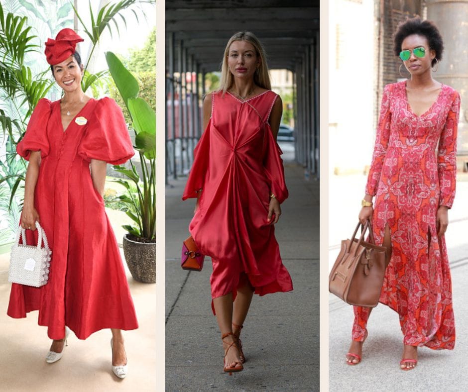 crvene haljine za žene u četrdesetim