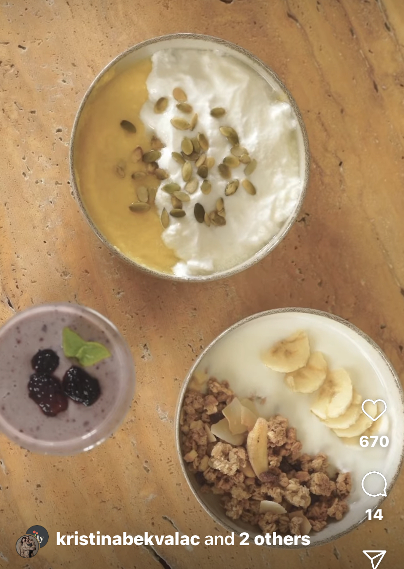 Ishrana Kristine Bekvalac, instagram