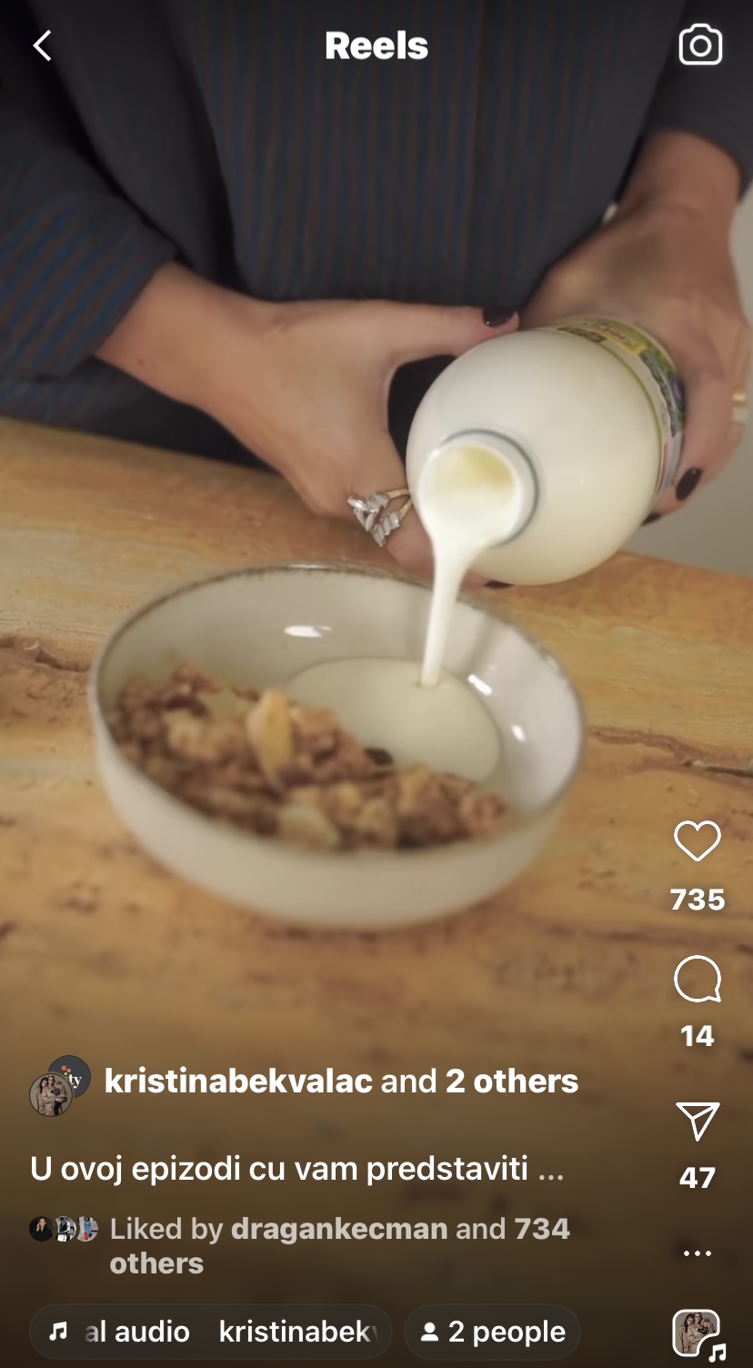 Ishrana Kristine Bekvalac, instagram